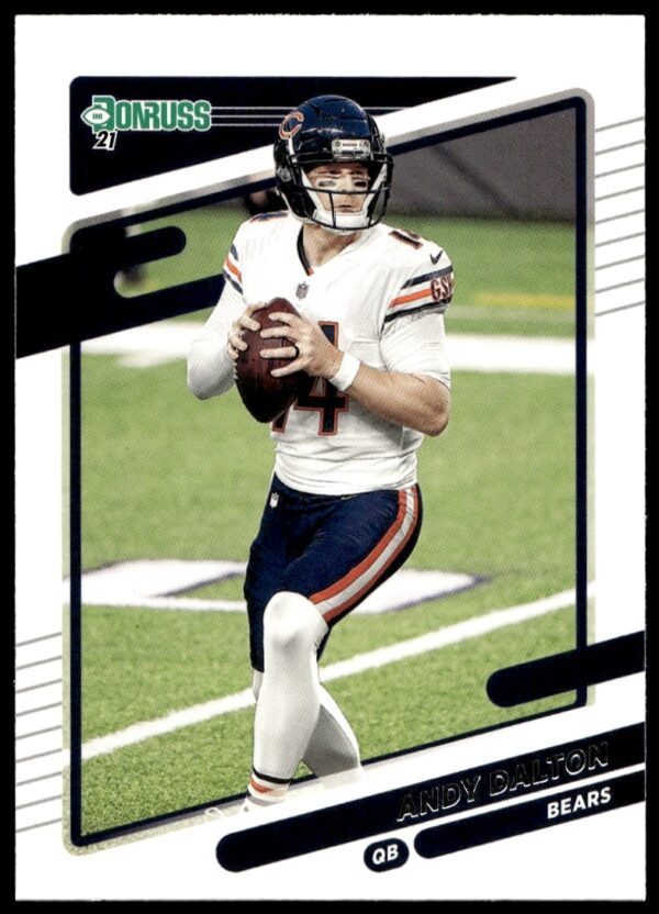 Andy Dalton 2021 Donruss Football Card #206, featuring player in uniform, ready to pass.
