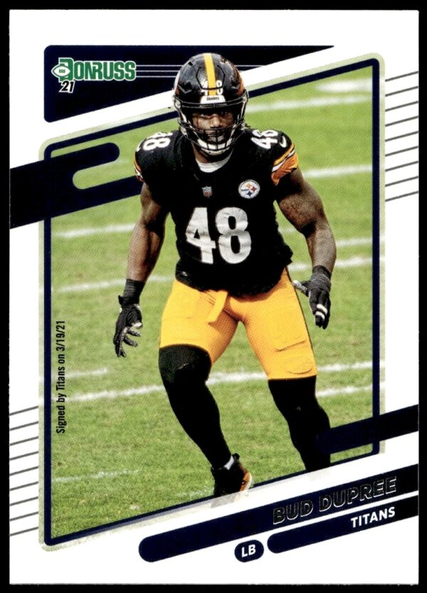 2021 Donruss Bud Dupree #17 NFL trading card featuring linebacker in action.