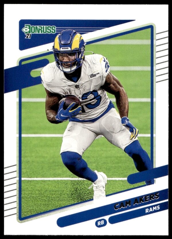 Cam Akers Donruss 2021 Card #143, action shot, team jersey, front view.