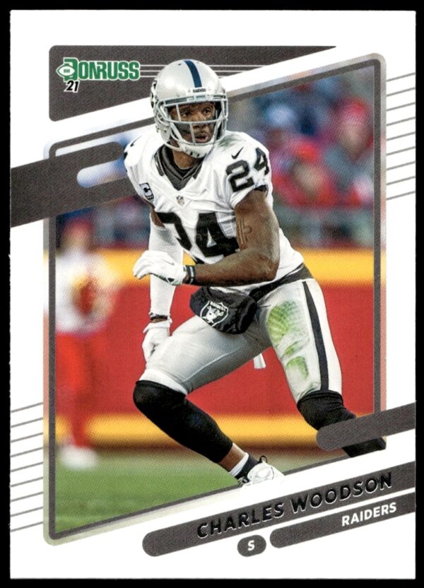 Charles Woodson 2021 Donruss Football Card #91, Green Bay Packers Iconic Play Style.