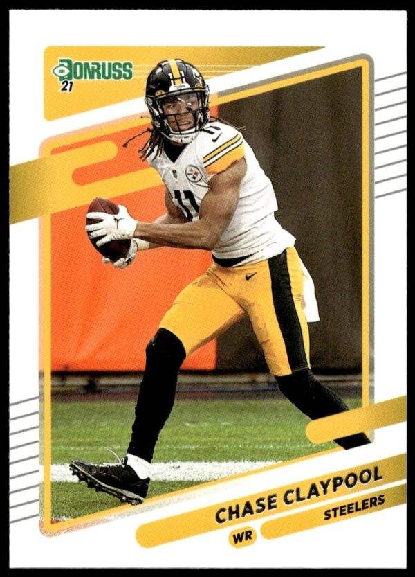 Chase Claypool 2021 Donruss card, Steelers uniform, card number 27, dynamic design.