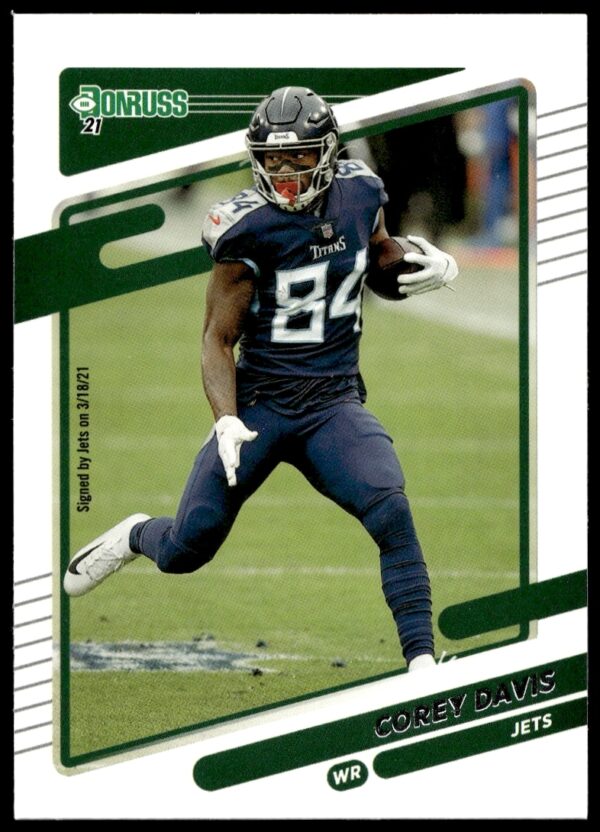 Corey Davis 2021 Donruss Football Card #16 Front Action Shot with Team Details.