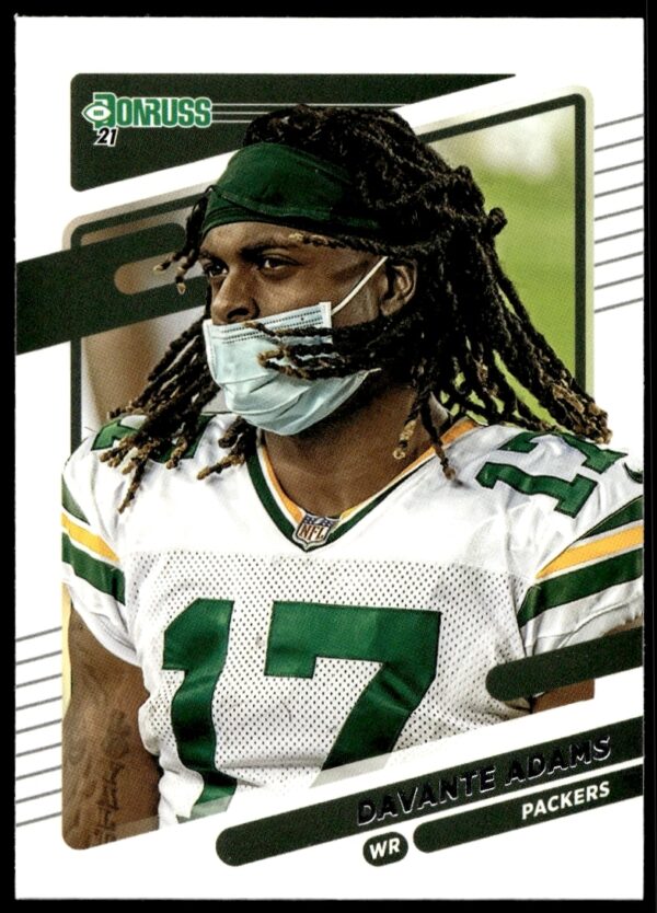 Davante Adams 2021 Donruss Card #158 No Helmet, Green Bay Packers Receiver, Collectible.
