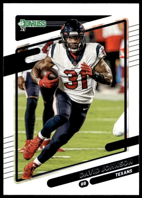 David Johnson 2021 Donruss Football Card #165 featuring his Houston Texans action pose.