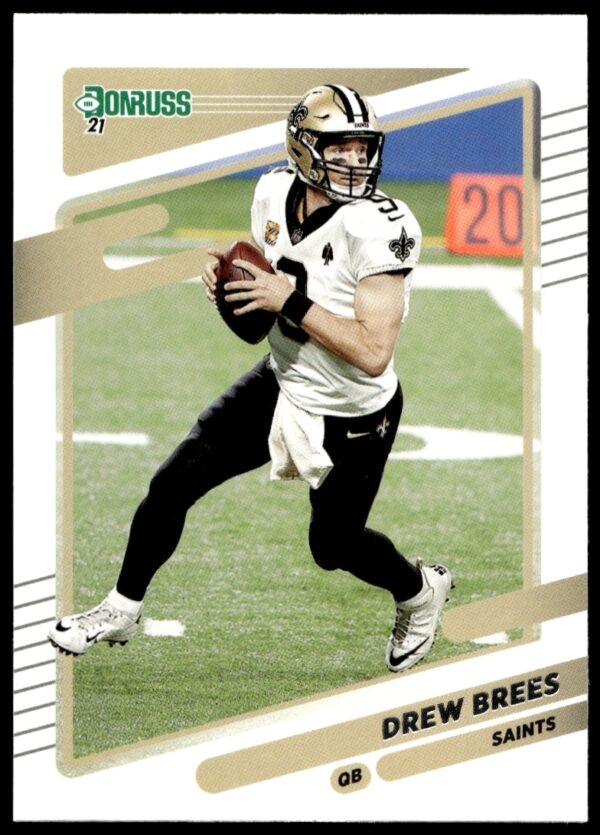 Drew Brees 2021 Donruss Card #93: Dynamic Front in Action-Packed Quarterback Pose.