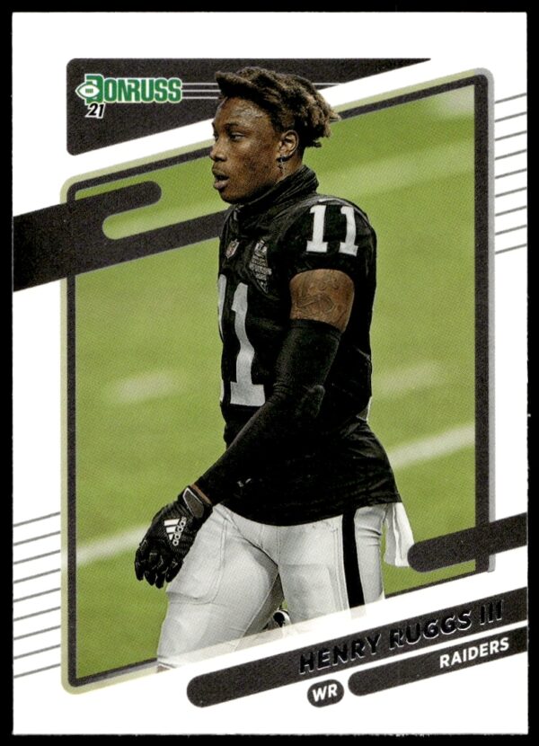 2021 Donruss Henry Ruggs III Football Card #90, No Helmet, Front View.
