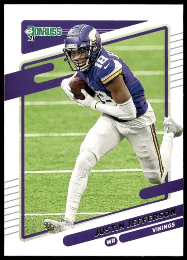 2021 Donruss Justin Jefferson Football Card #127, Front, Minnesota Vikings Wide Receiver