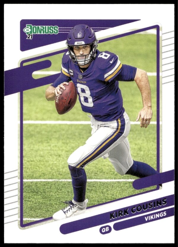 Kirk Cousins 2021 Donruss Card #124, Minnesota Vikings QB in action.