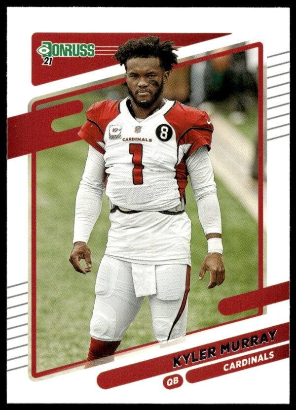 Kyler Murray 2021 Donruss card, #245, no helmet, Arizona Cardinals QB in red uniform.