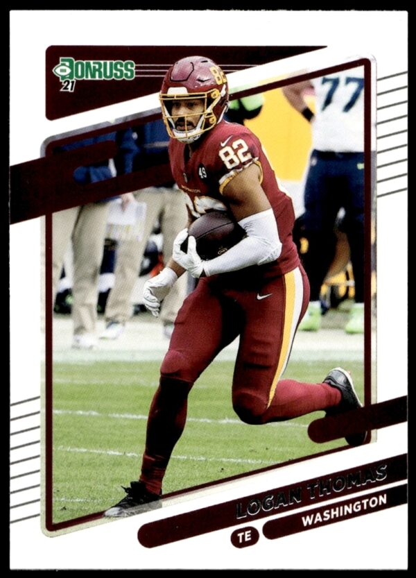 Logan Thomas 2021 Donruss Football Card #8, Washington Team Jersey, Dynamic Background.