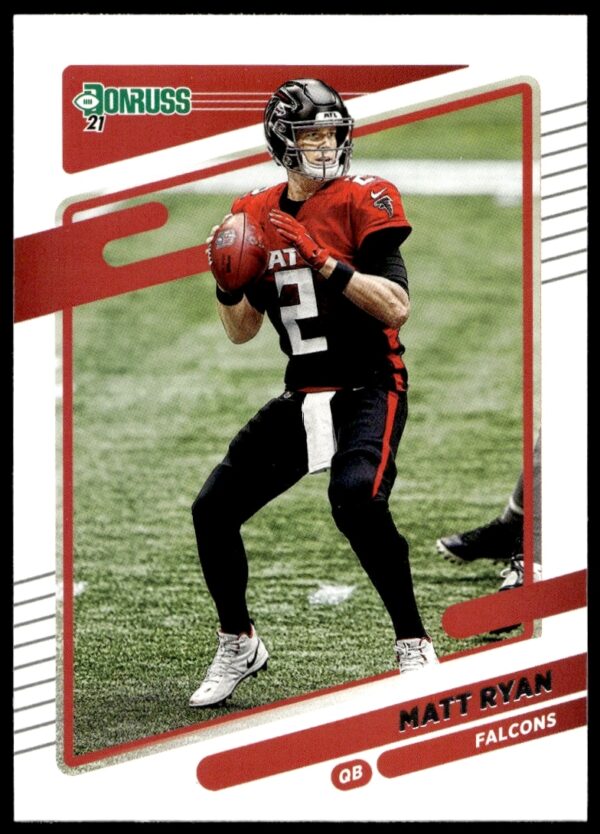 Front view of 2021 Donruss Matt Ryan card #232, depicting the quarterback in a Falcons jersey.