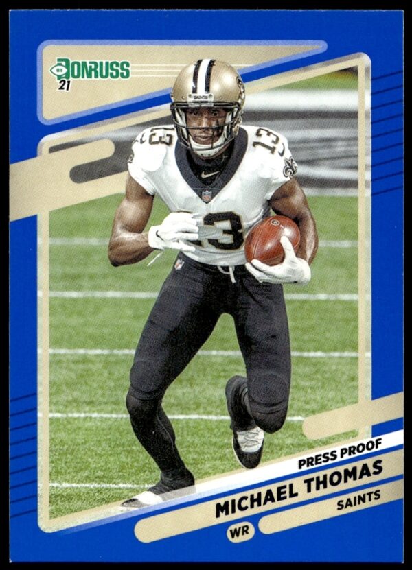 Michael Thomas 2021 Donruss Red Press Proof card, front view, NFL collectible #96.
