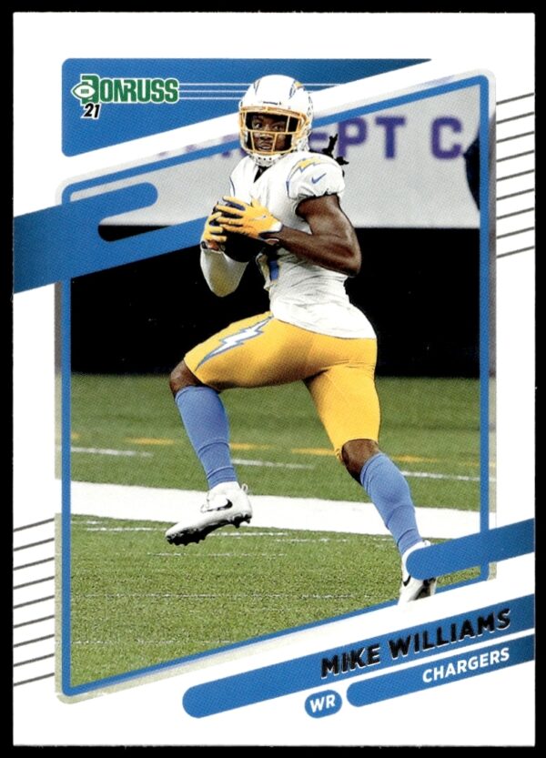 Mike Williams 2021 Donruss Football Card #76 showcasing dynamic action in team uniform.