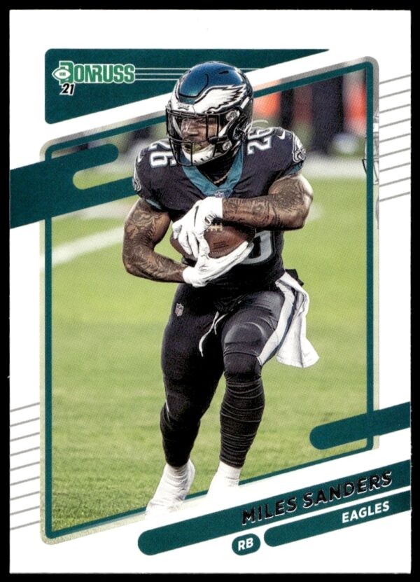Front view of 2021 Donruss Miles Sanders Eagles football card #109.