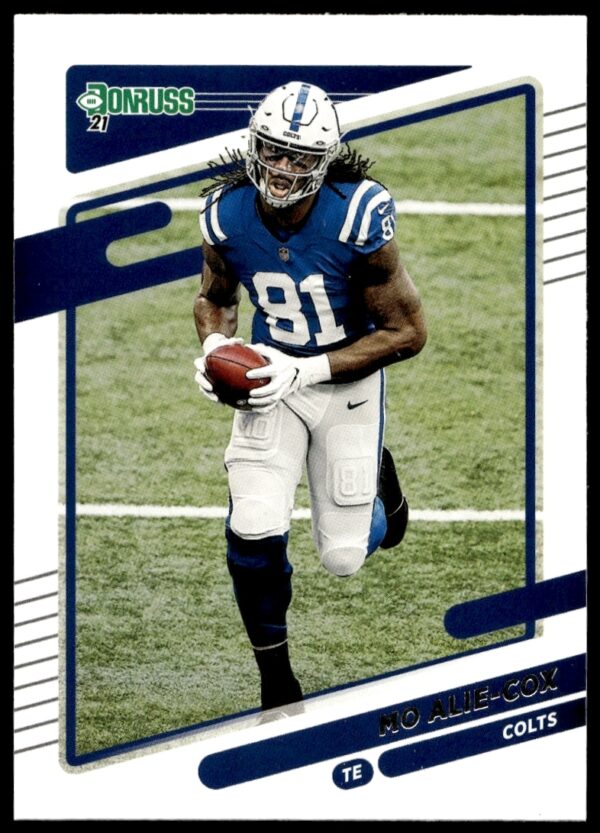 2021 Donruss Mo Alie-Cox Football Card #153, Front View, Colts Uniform