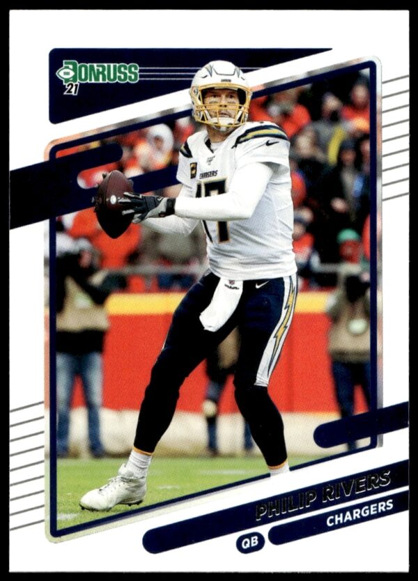 Philip Rivers 2021 Donruss Card #71, Colts Uniform, Dynamic Background, Ready to Pass.