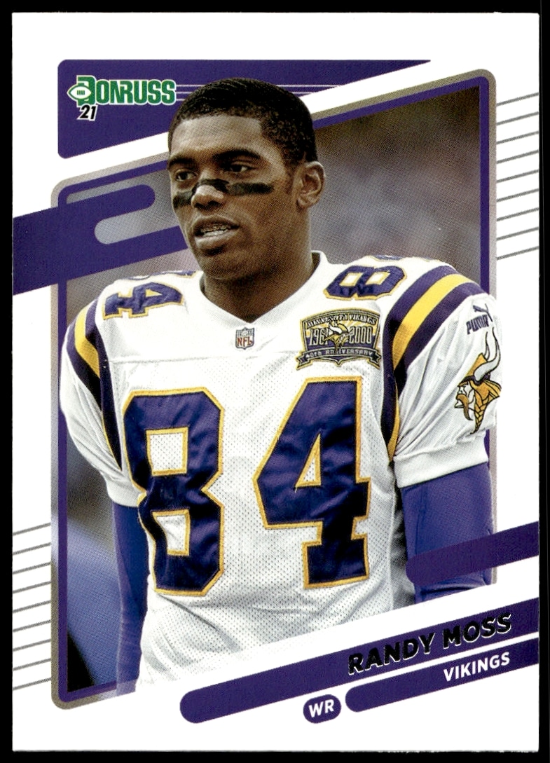2021 Donruss Randy Moss Trading Card #128, No Helmet Edition (Front Image)