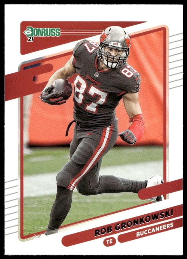 Rob Gronkowski 2021 Donruss Football Card #104, Tampa Bay Buccaneers Action Shot.