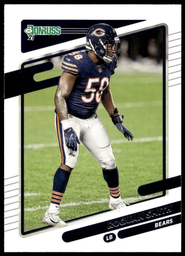Roquan Smith 2021 Donruss card #209 front, Chicago Bears linebacker in action.