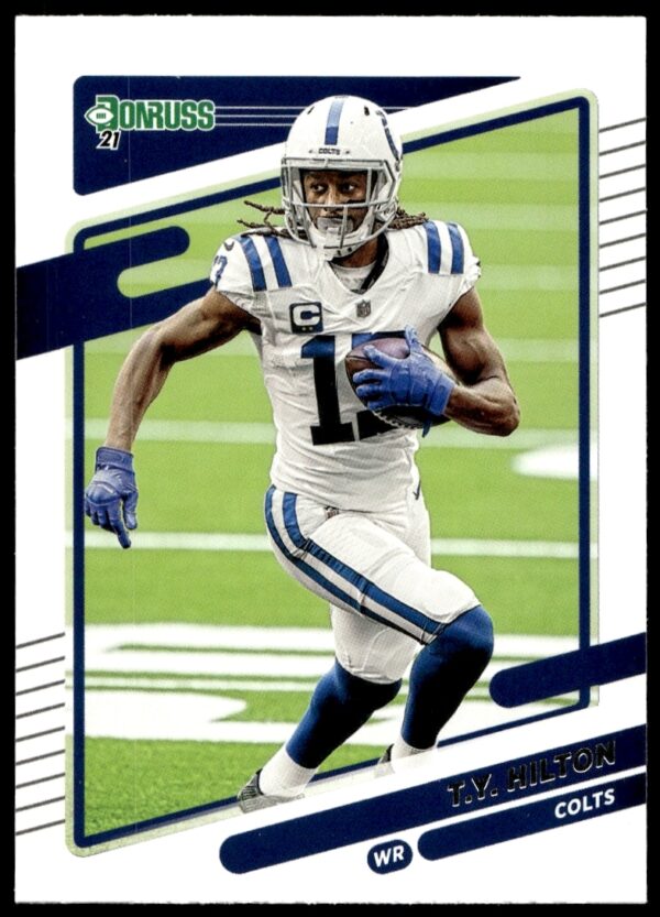 2021 Donruss T.Y. Hilton Card #152 highlighting Colts wide receiver in action.