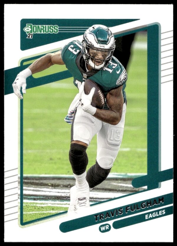 Travis Fulgham 2021 Donruss #110 Football Card, Eagles Uniform, Key Career Moment.