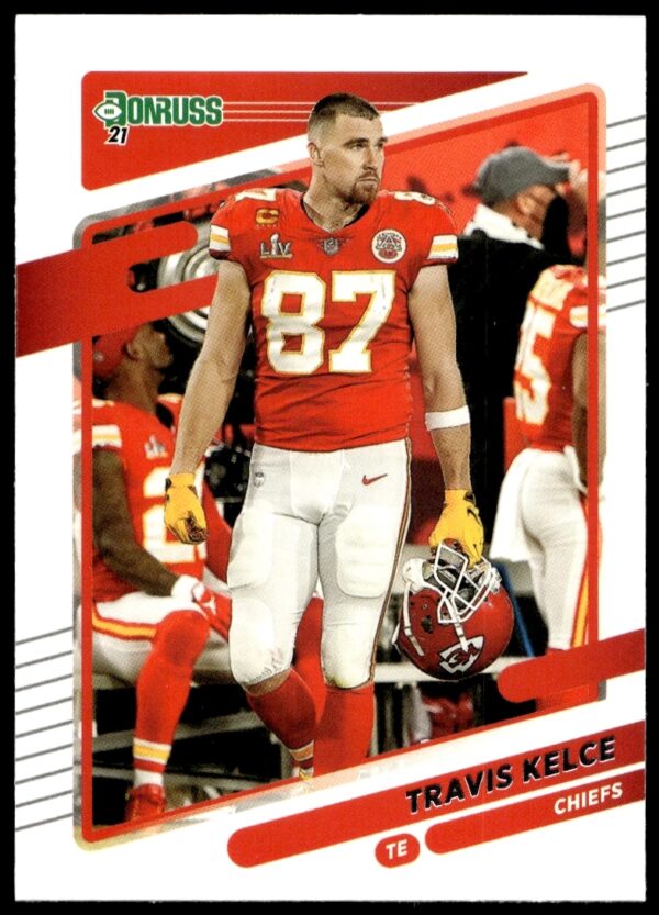 Travis Kelce 2021 Donruss Card #118 Front - Kansas City Chiefs, No Helmet.