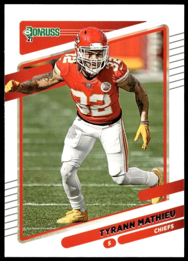Tyrann Mathieu 2021 Donruss Trading Card #119, Front, Kansas City Chiefs Uniform.