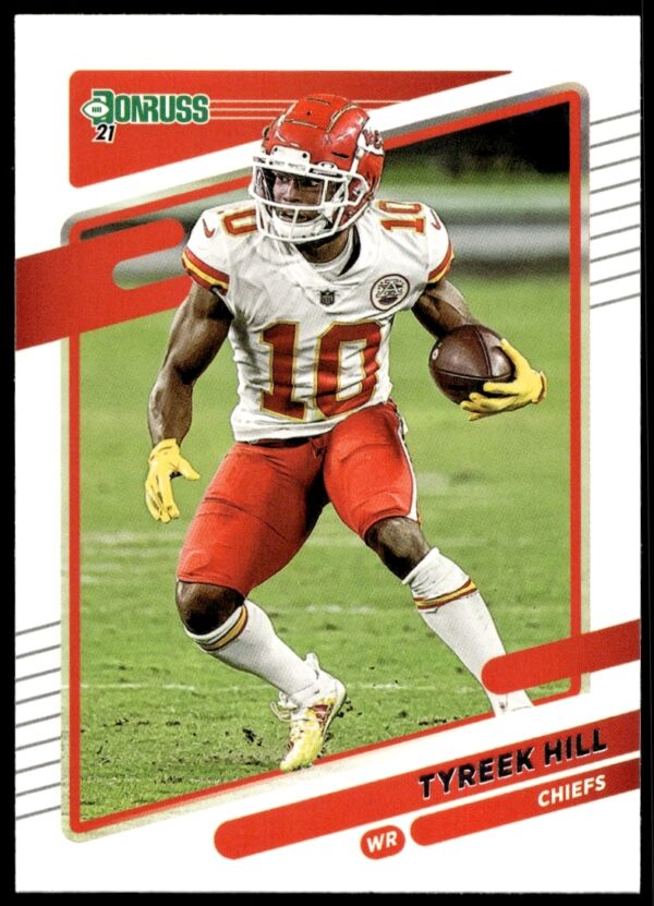 2021 Donruss Football Card #117 featuring Tyreek Hill in Kansas City Chiefs uniform.