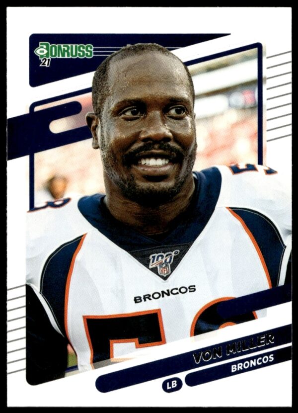 2021 Donruss Von Miller Card #181, showcasing Broncos gear without helmet.