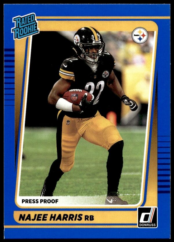 Najee Harris 2021 Panini Donruss Press Proof Blue Card #259 Front View