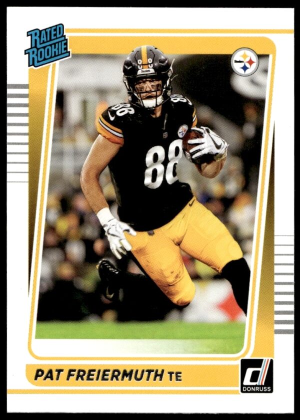 Pat Freiermuth 2021 Rookie Card #281, Panini Donruss, Pittsburgh Steelers, NFL debut.