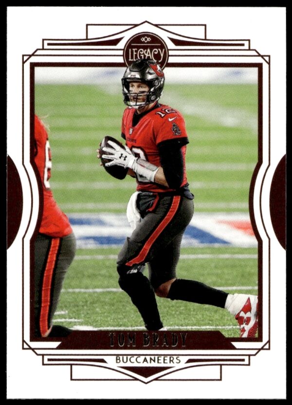 Tom Brady 2021 Panini Legacy football card #35, Buccaneers action pose.