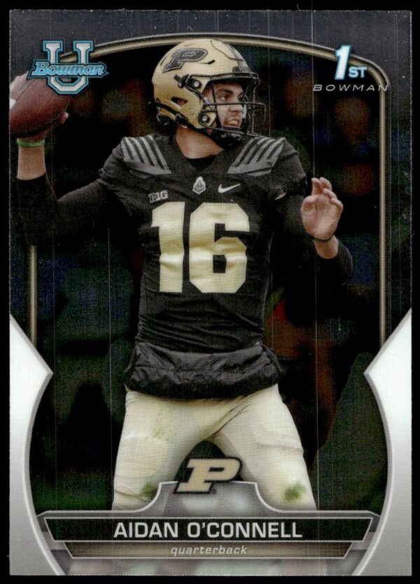 Aidan OConnell 2022 Bowman Chrome #60 football card showcasing dynamic athletic stance.