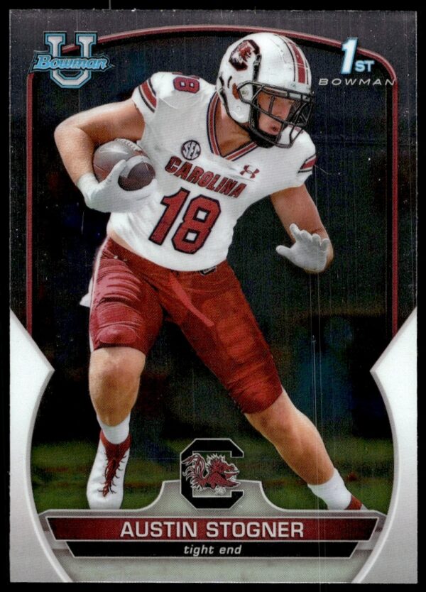 Austin Stogner 2022 Bowman Chrome Card #84, featuring dynamic college football action (Front).