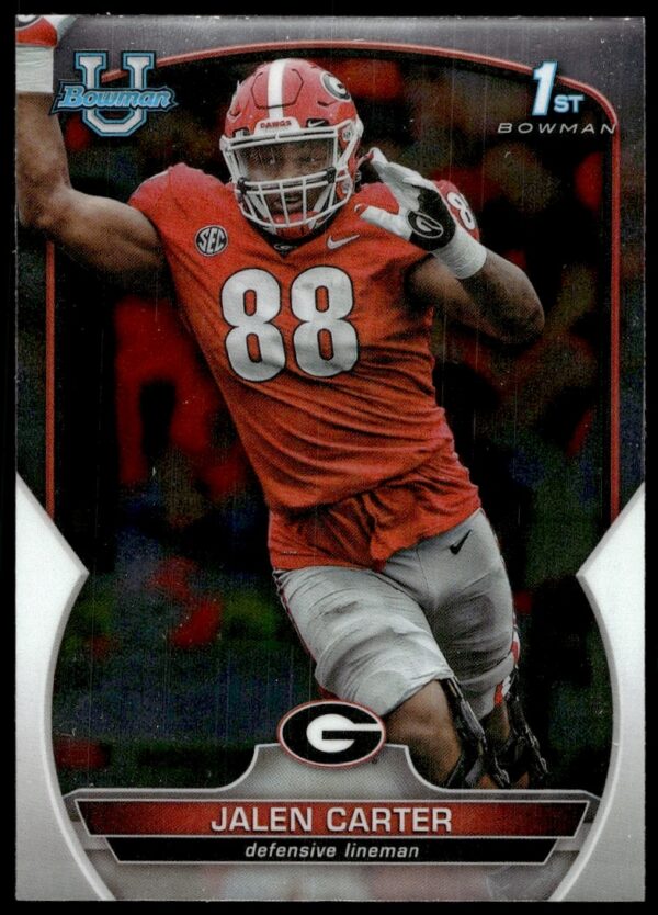 2022 Bowman Chrome Jalen Carter #37 Football Trading Card Front View