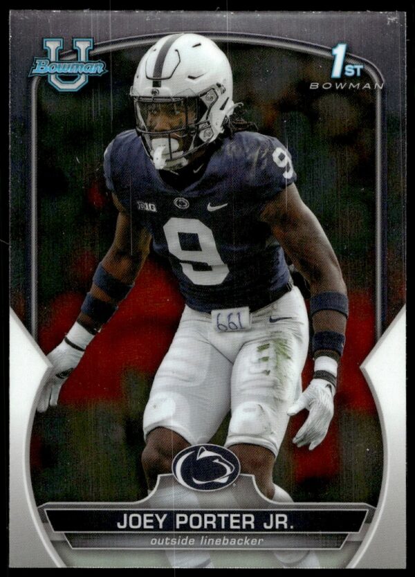 Joey Porter Jr. 2022 Bowman Chrome Card #79, showcasing his dynamic football pose.