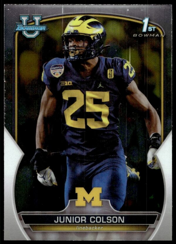 Junior Colson 2022 Bowman Chrome Card #47 - Football Action Shot