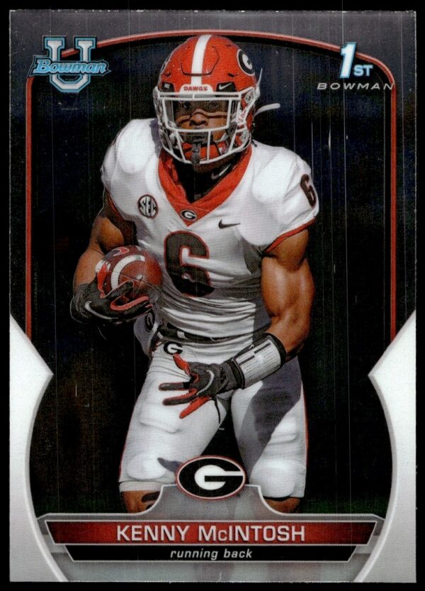 Kenny McIntosh 2022 Bowman Chrome University Card #44, dynamic play in football uniform.