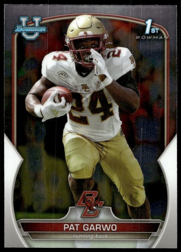 Pat Garwo 2022 Bowman University Chrome Card #40, featuring glossy finish and collegiate football attire.