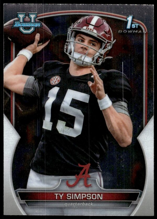 2022 Bowman Chrome Card #80 featuring athlete Ty Simpson.