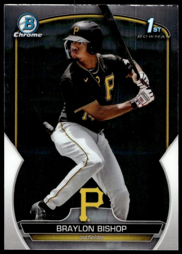 Braylon Bishop 2023 Bowman Chrome Prospects Card #BCP-90, baseball collectible, shiny front.
