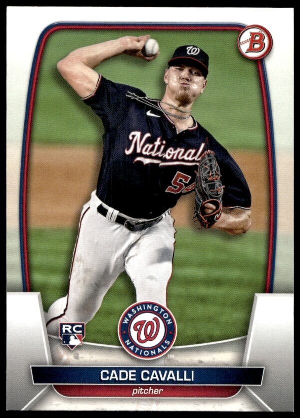 Cade Cavalli 2023 Bowman Card #94, Washington Nationals pitcher, front view.