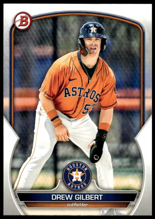 Drew Gilbert 2023 Bowman Prospects Card #BP-16 featuring baseball player in uniform.