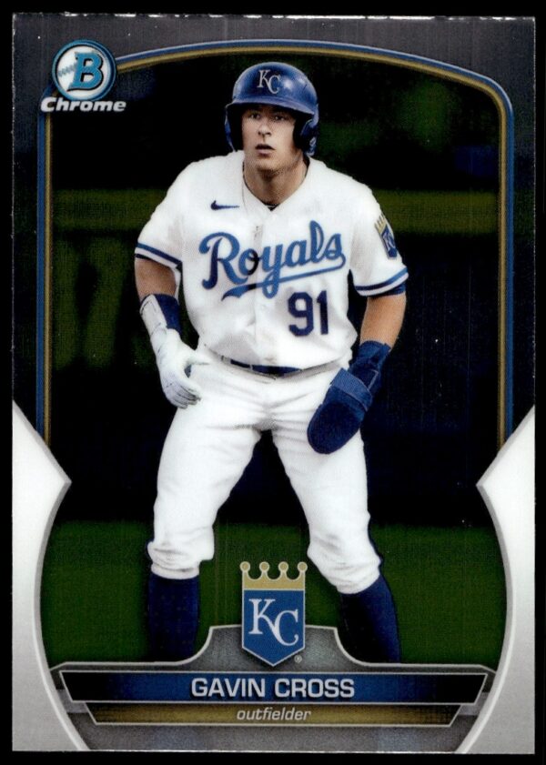 Gavin Cross on 2023 Bowman Prospects card #BP-109 front, showcasing dynamic baseball action.