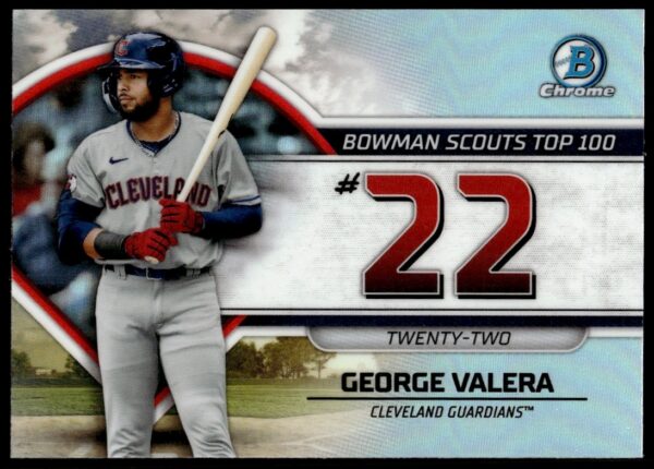 George Valera 2023 Bowman Scouts Top 100 card #BTP-22 front view.