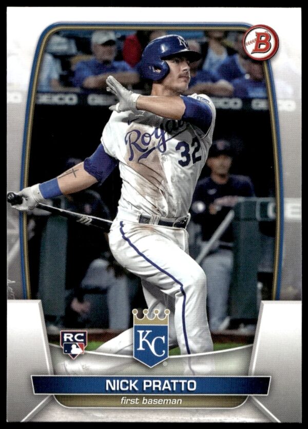 2023 Bowman Baseball Card: Nick Pratto in Royals Uniform #8 (Front)