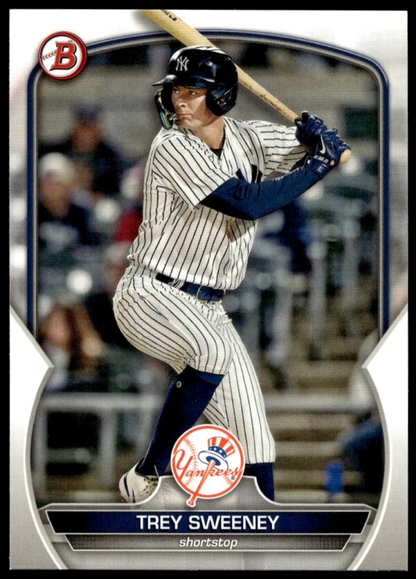 Trey Sweeney 2023 Bowman Prospects Card #BP-119, front view showcasing player in uniform.