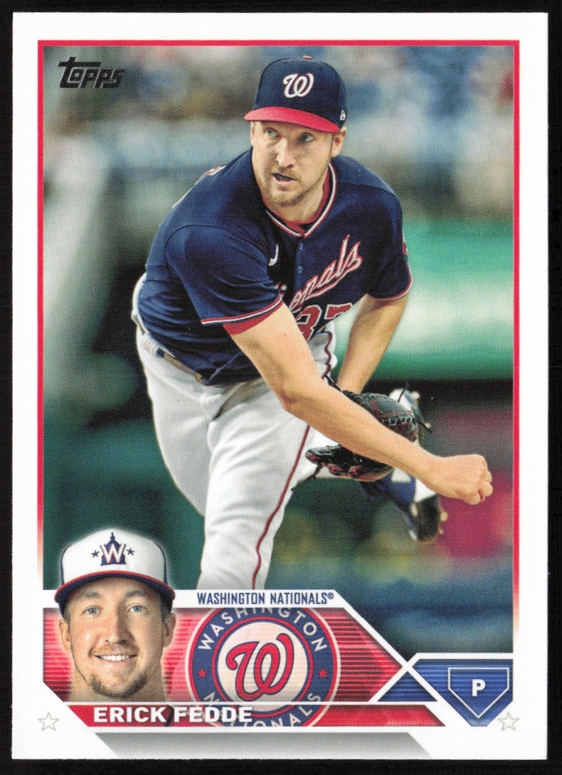 Erick Fedde 2023 Topps Baseball Card #258, showcasing pitcher in uniform with full design details.