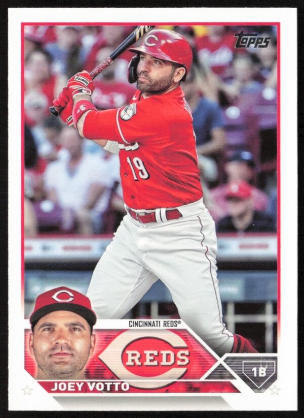 Joey Votto 2023 Topps Series 1 Baseball Card #19, Cincinnati Reds, action shot.