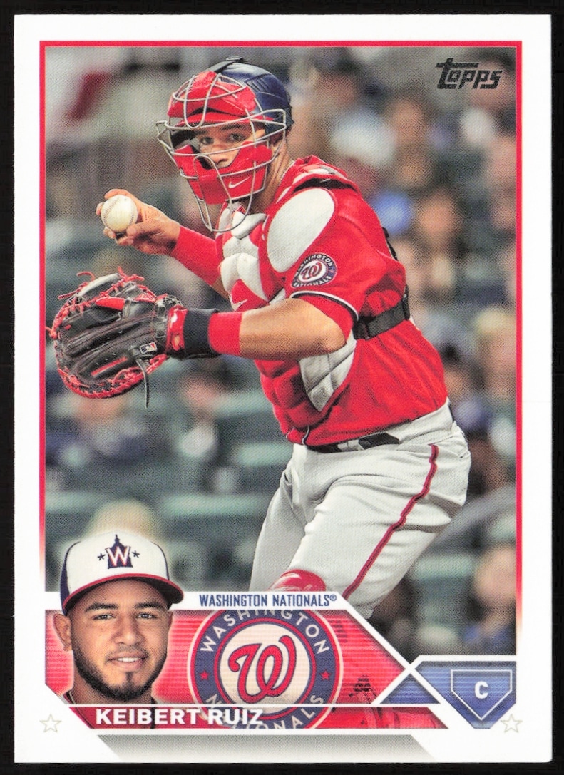 Keibert Ruiz 2023 Topps Baseball Card: Washington Nationals Catcher in Action.